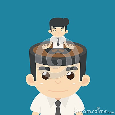 Businessman meditating in yoga Vector Illustration