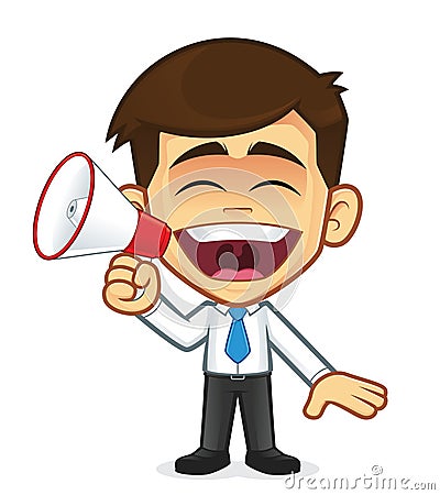 Businessman with megaphone Vector Illustration