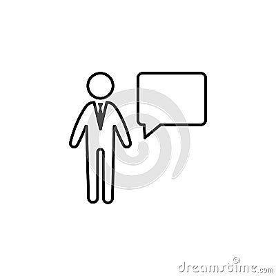 Businessman, message icon on white background. Can be used for web, logo, mobile app, UI, UX Vector Illustration