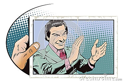 Businessman and metrosexual claps his hands. Stock illustration. Vector Illustration