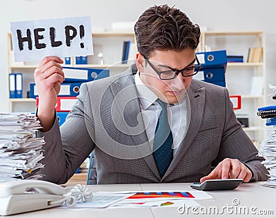 Businessman missing deadlines due to excessive work Stock Photo