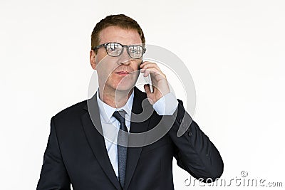 Businessman Mobile Phone Talking Communication Portrait Concept Stock Photo