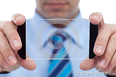 Businessman with modern technology gadget Stock Photo