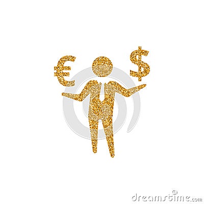 Gold Glitter Icon - Businessman money Vector Illustration