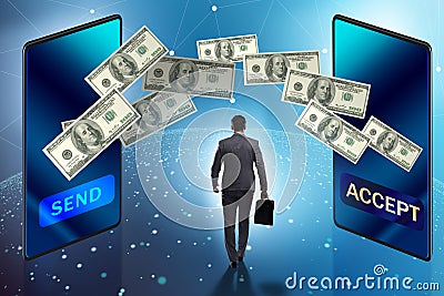 Businessman in money transfer concept Stock Photo