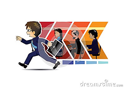 Businessman moving Business Forward Vector Illustration