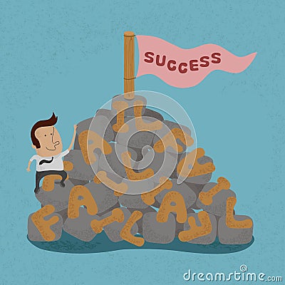 Businessman moving over the Failure go to success Vector Illustration