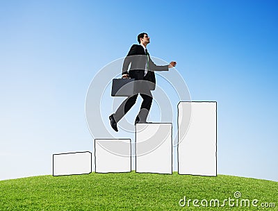 Businessman Moving Up Development Success Goal Victory Concept Stock Photo
