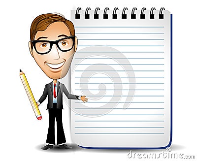 Businessman With Notepad Cartoon Illustration