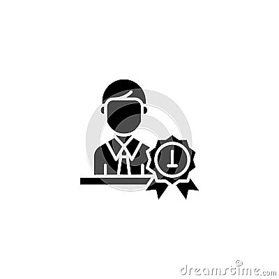 Businessman number one black icon concept. Businessman number one flat vector symbol, sign, illustration. Vector Illustration