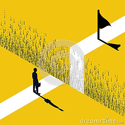 Businessman obstacle metaphor. Conquering adversity Vector Illustration