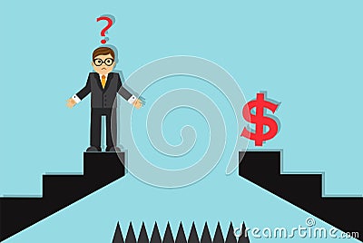 Businessman and an obstacle to success Vector Illustration