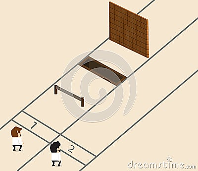 Businessman with obstacle on the track Vector Illustration