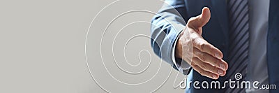 Businessman offer hand to shake as hello in office closeup Stock Photo