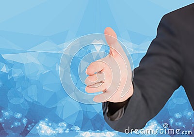 Businessman offering handshake against abstract background Stock Photo