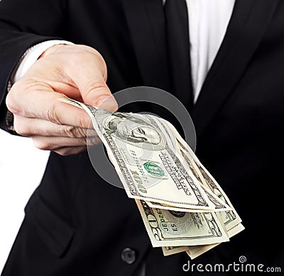 Businessman offering money Stock Photo