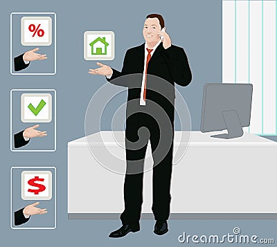 Businessman offers problem solution Stock Photo