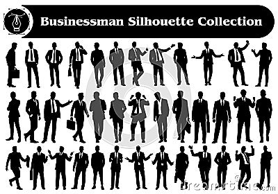 Businessman or Office Employee Silhouettes Vector Collection Stock Photo