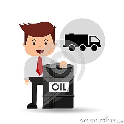 Businessman oil industry truck transpsort Vector Illustration