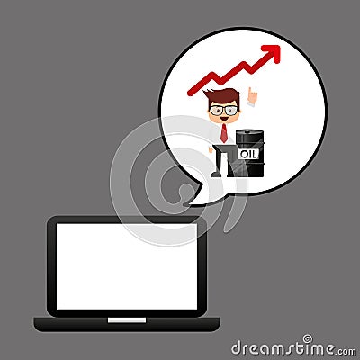 Businessman oil technology barrel increasing graph Vector Illustration