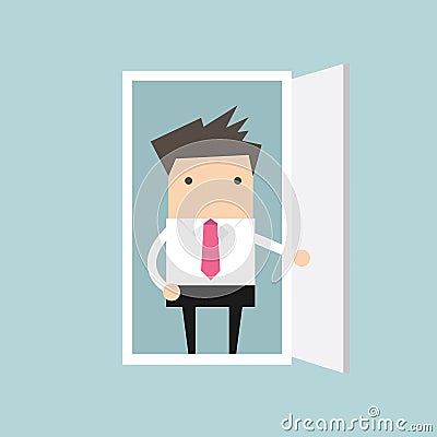 Businessman open the door Vector Illustration