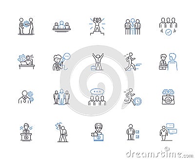Businessman outline icons collection. Entrepreneur, Executive, Tycoon, Investor, Leader, Mogul, Administrator vector and Vector Illustration