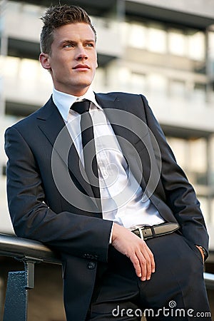 Businessman Outside the Office Stock Photo