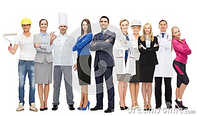 Businessman over different professional workers Stock Photo