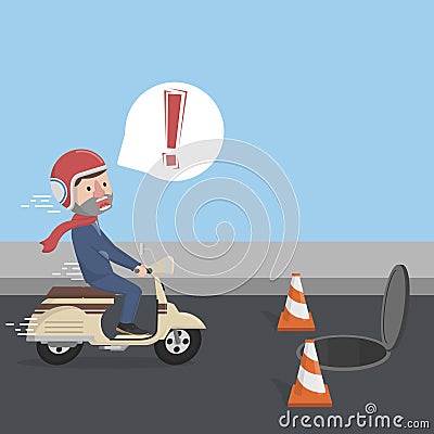 Businessman Panic About Hole Accident Color Illustration Vector Illustration