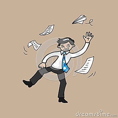 Businessman and paper Vector Illustration