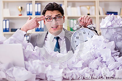 The businessman in paper recycling concept in office Stock Photo