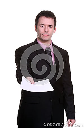 Businessman with papers Stock Photo