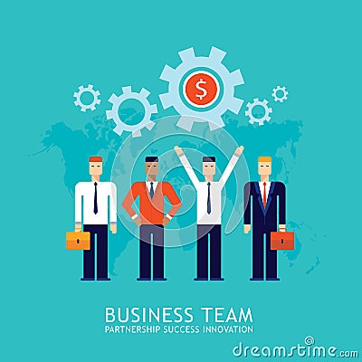 Businessman partnership Teamwork Collaboration Successful business team concept Flat design Cartoon Illustration