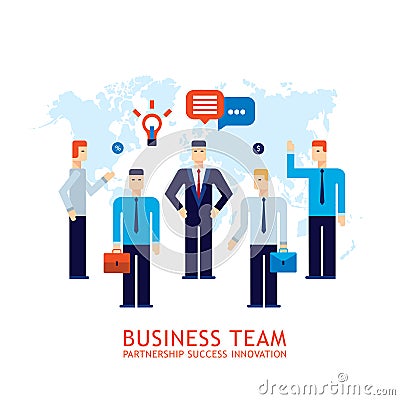 Businessman partnership Teamwork Collaboration Successful business team concept Flat design Cartoon Illustration