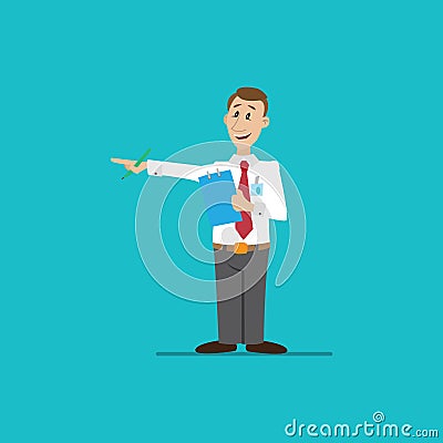 Businessman with pen and pocketbook Vector Illustration