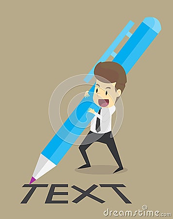 Businessman with pen writing on the floor Vector Illustration