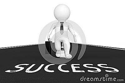 Businessman Person Walking on Success Road. 3d Rendering Stock Photo