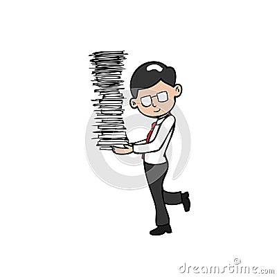 Businessman pile of paper Vector Illustration