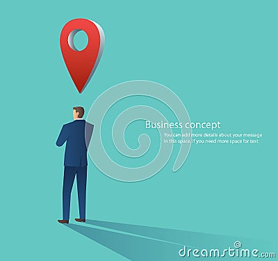 businessman with pin location icon , big map pointer vector illustration Vector Illustration