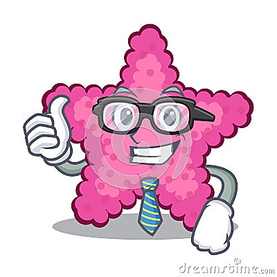 Businessman pink starfish in the cartoon shape Vector Illustration