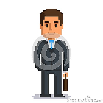 Businessman pixel art Vector Illustration