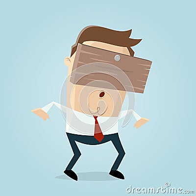 Businessman with plank on his head Vector Illustration