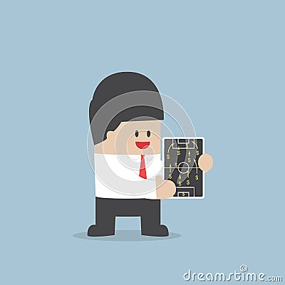 Businessman planning football strategy with dollar sign, Financial planning concept Vector Illustration