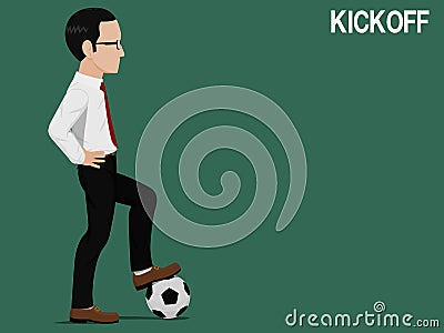 A businessman is playing football Vector Illustration