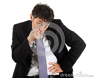 Businessman pointing an accusatory Stock Photo