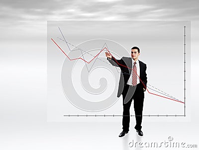 Businessman Pointing at Chart Stock Photo