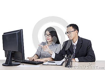 Businessman pointing some tasks for his employee Stock Photo