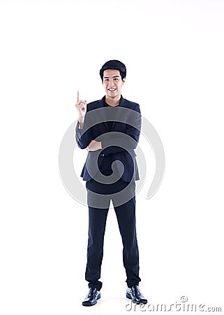 Businessman pointing on white background Stock Photo