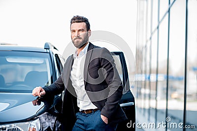 Businessman portrait near the car Stock Photo