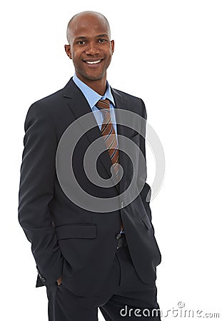 Businessman, portrait and smile in studio for confidence as attorney for corporate deal, clients or professional. Male Stock Photo